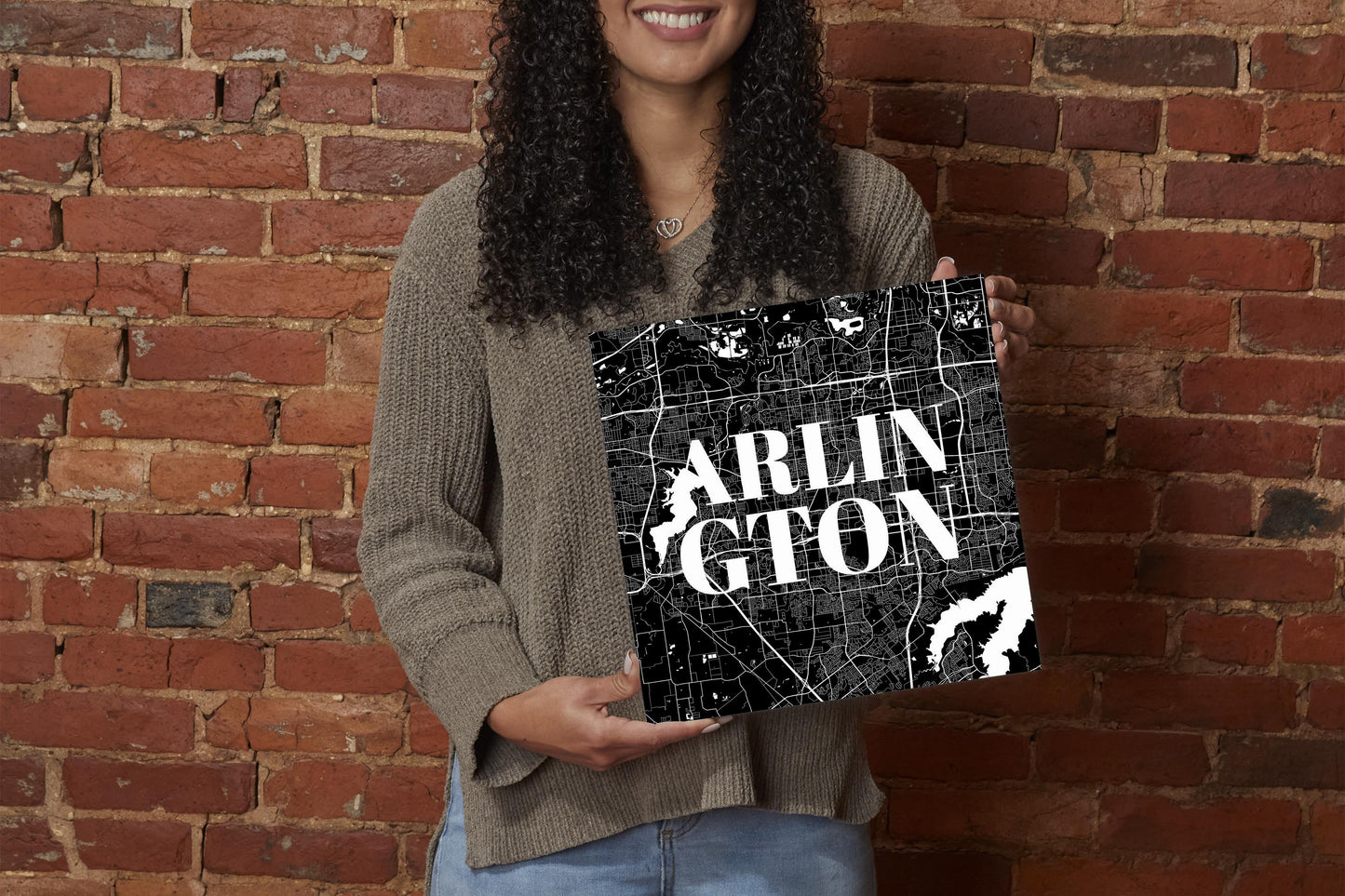 Minimalistic B&W Texas Arlington Map| Wood Sign | Eaches | Min 2