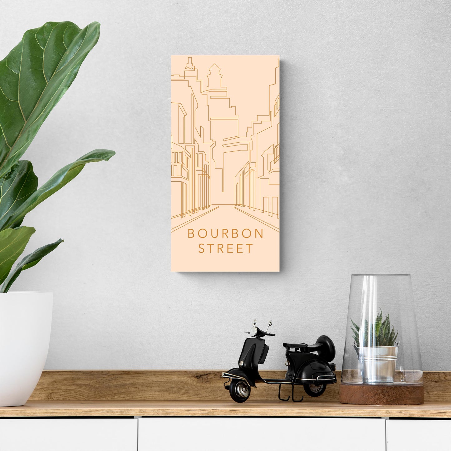 Modern Minimalist Louisiana Bourbon Street Line Drawing | Wood Sign | Eaches | Min 2