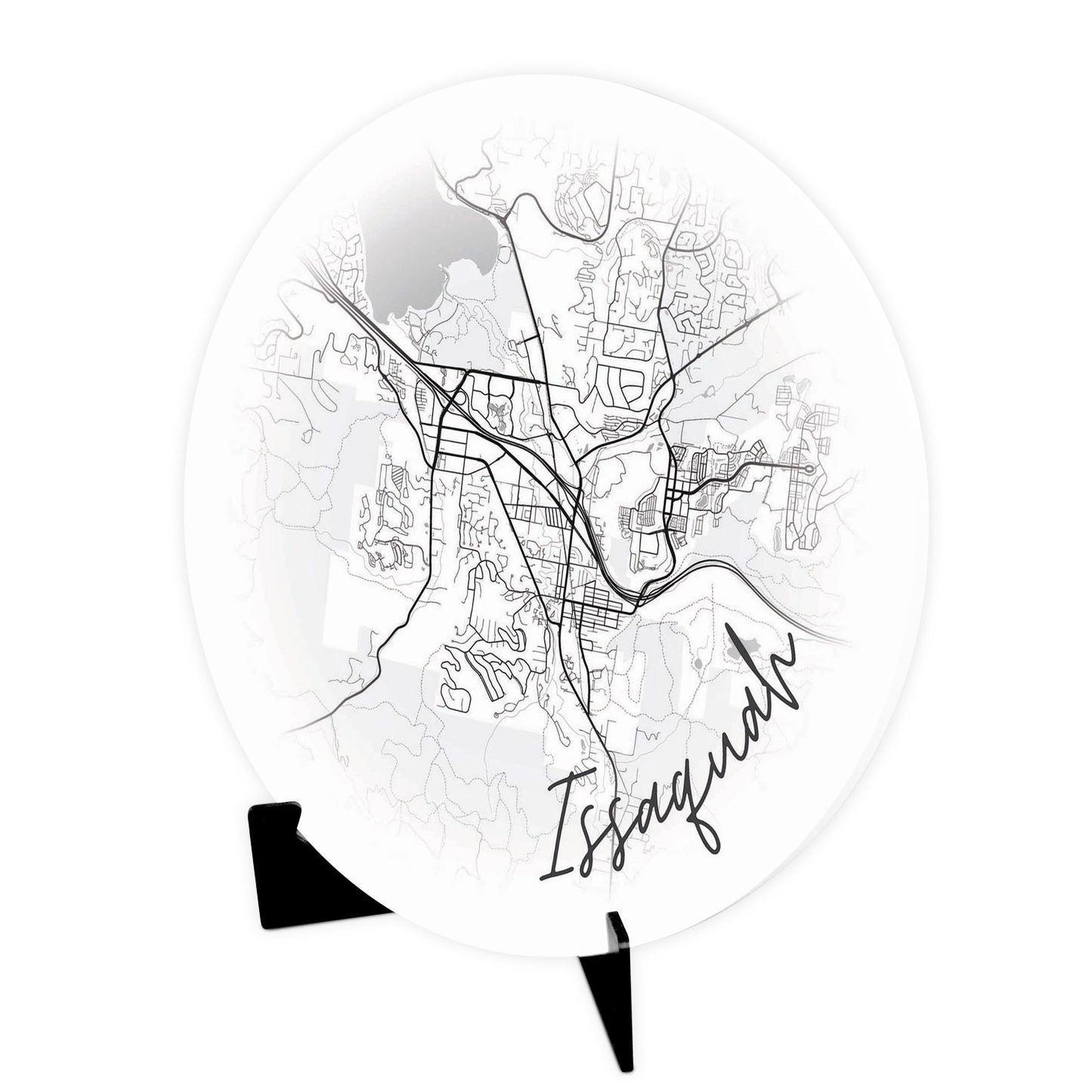 Minimalistic B&W Washington Issaquah Circle Map | Wood Sign | Eaches | Min 1