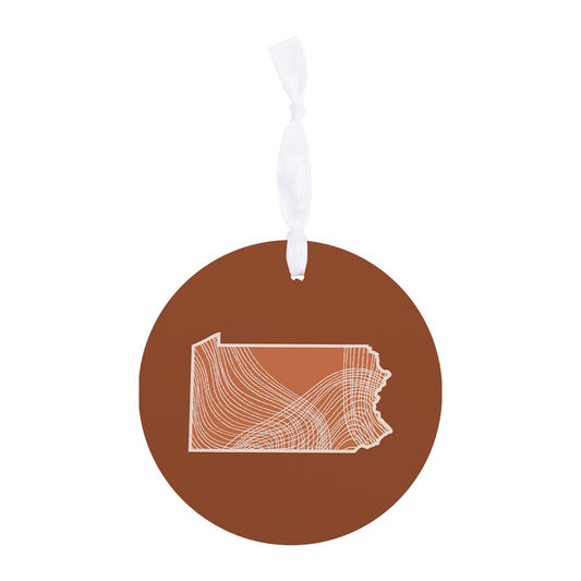 Modern Minimalist Pennsylvania State Lines Dark| Wood Ornament | Eaches | Min 6