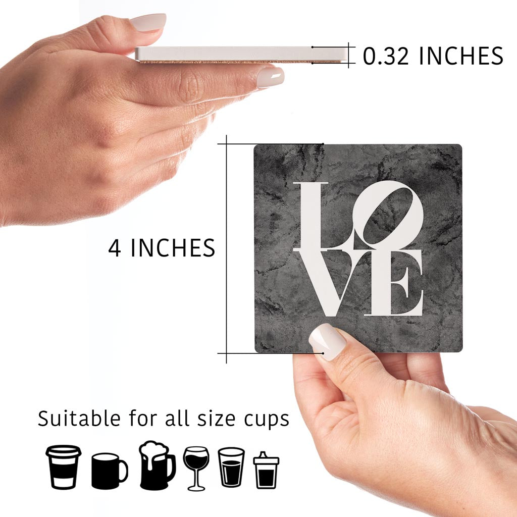 Minimalistic B&W Pennsylvania Love Dark | Absorbent Coasters | Set of 4 | Min 2