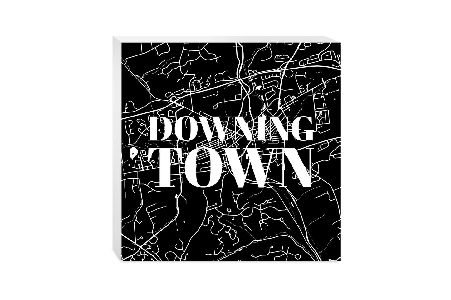 Minimalistic B&W Pennsylvania Downingtown Map | Wood Block | Eaches | Min 2