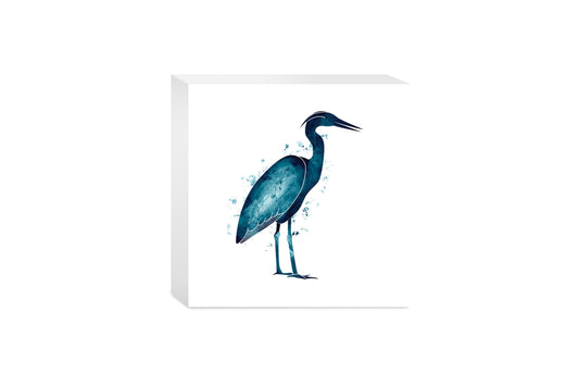 New England Water Color Heron | Wood Block | Eaches | Min 4