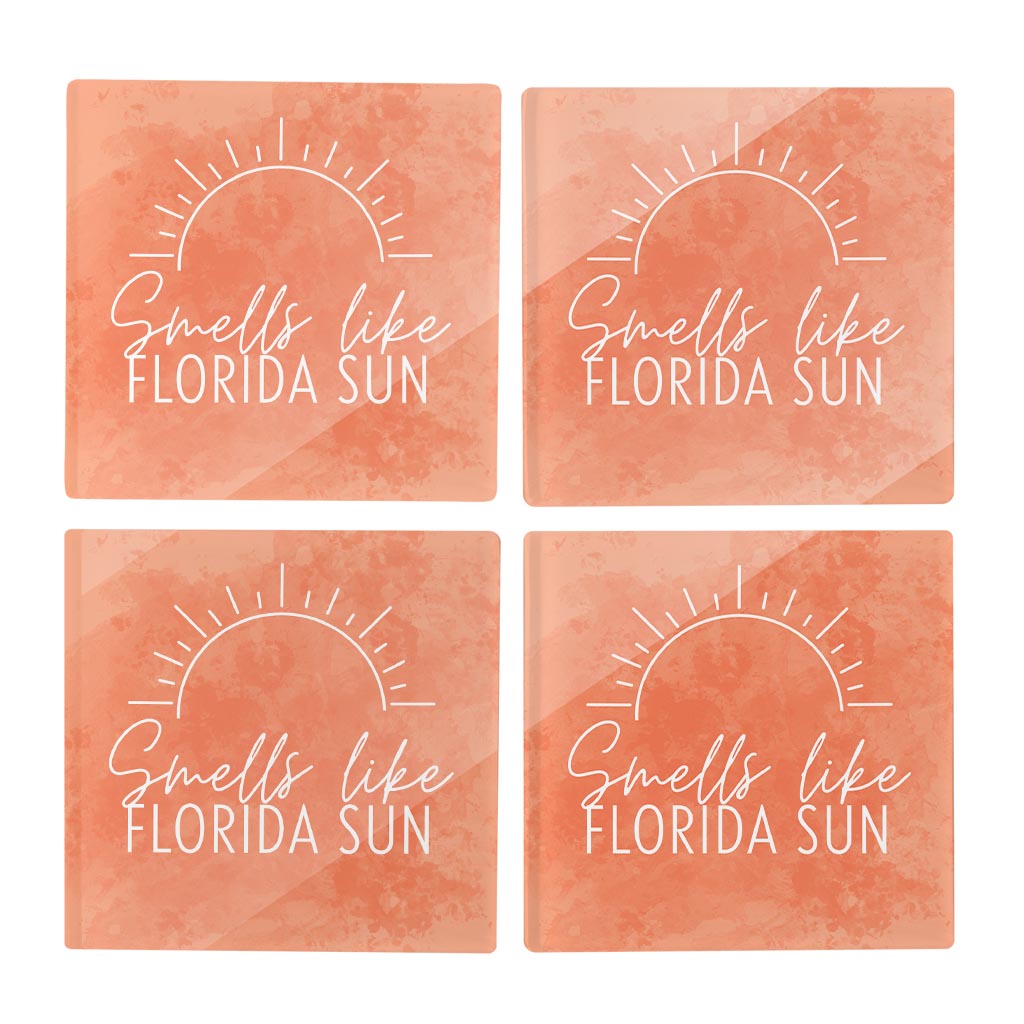 Smells Like Florida Sun Pink | Hi-Def Glass Coasters | Set of 4 | Min 2