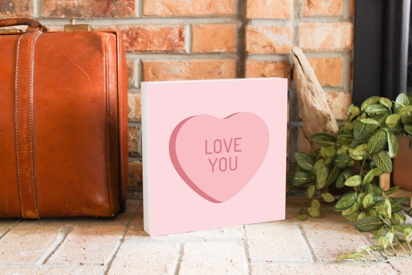 Message Hearts Love You | Wood Block | Eaches | Min 2