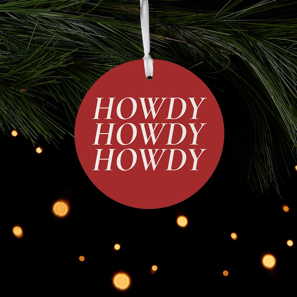 Modern Minimalist Texas Colors Howdy | Wood Ornament | Eaches | Min 6