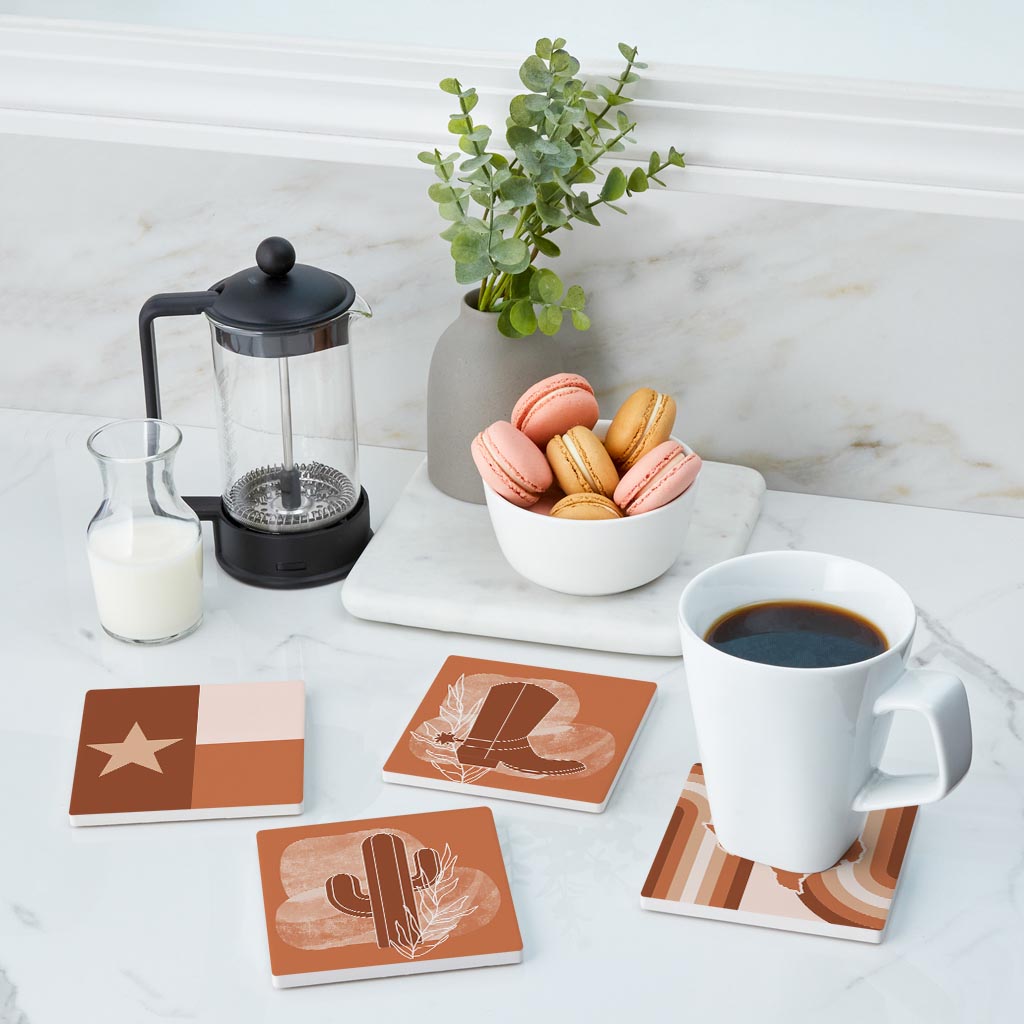 Modern Minimalist Texas Set | Absorbent Coasters | Set of 4 | Min 2