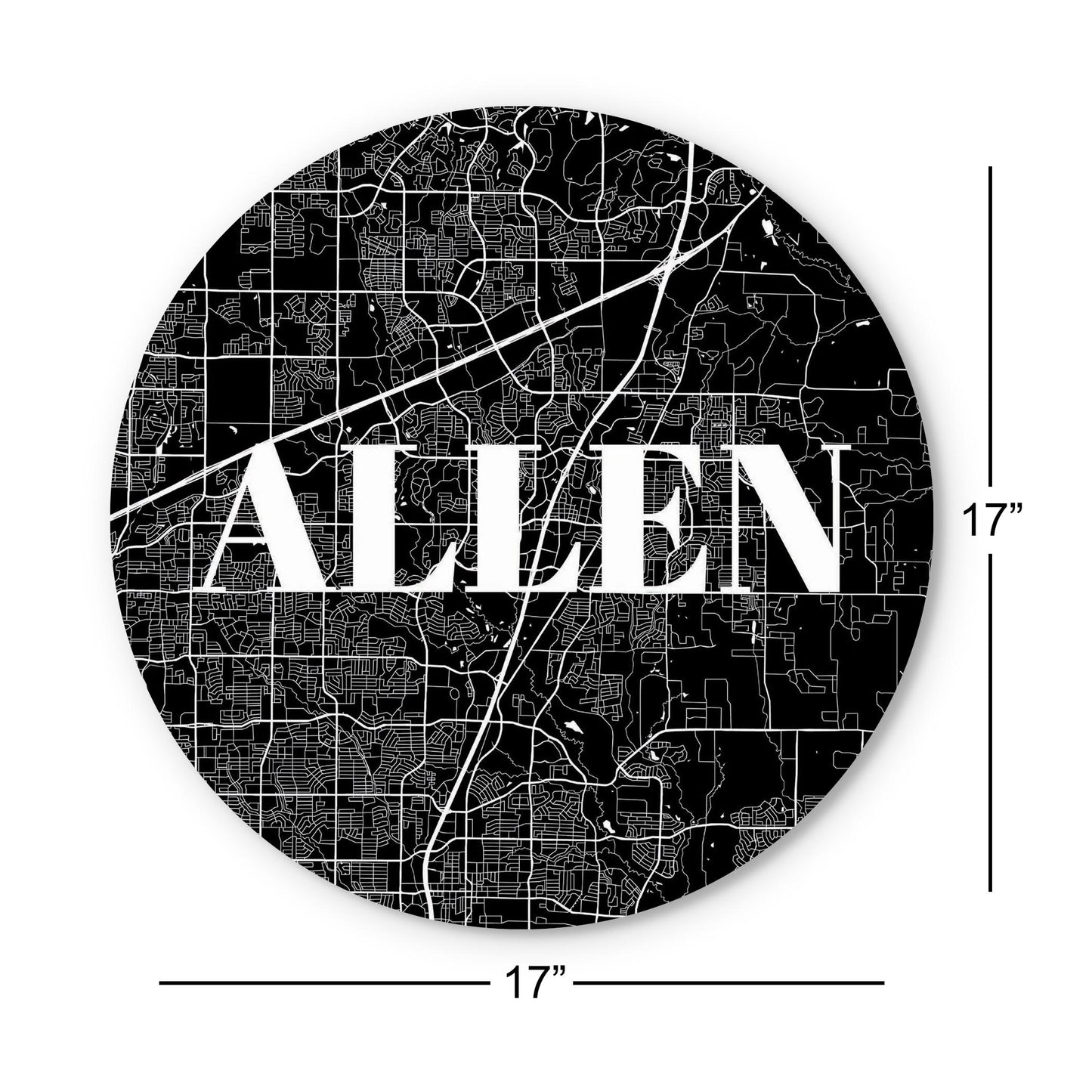 Minimalistic B&W Texas Allen Map | Wood Sign | Eaches | Min 1