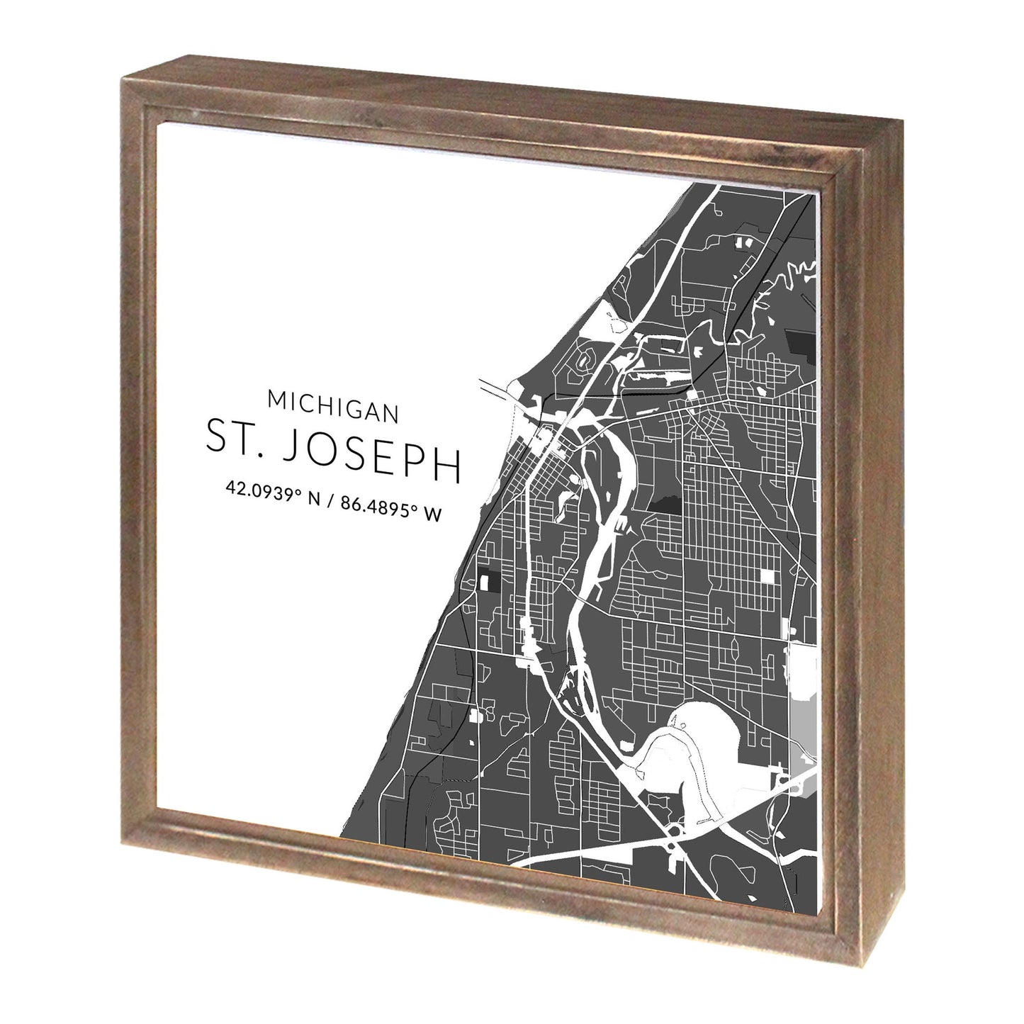 St Joseph Black And White Map | Wood Sign | Eaches | Min 1