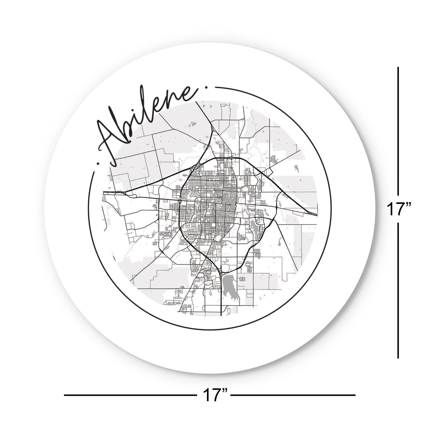 Minimalist B&W Texas Abilene Circle Map | Wood Sign | Eaches | Min 1