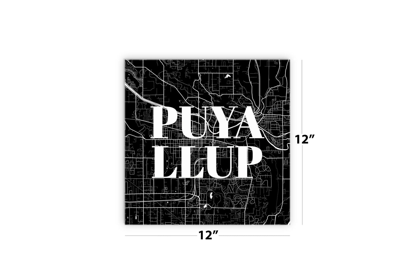 Minimalistic B&W Washington Puyallup Map | Wood Sign | Eaches | Min 2