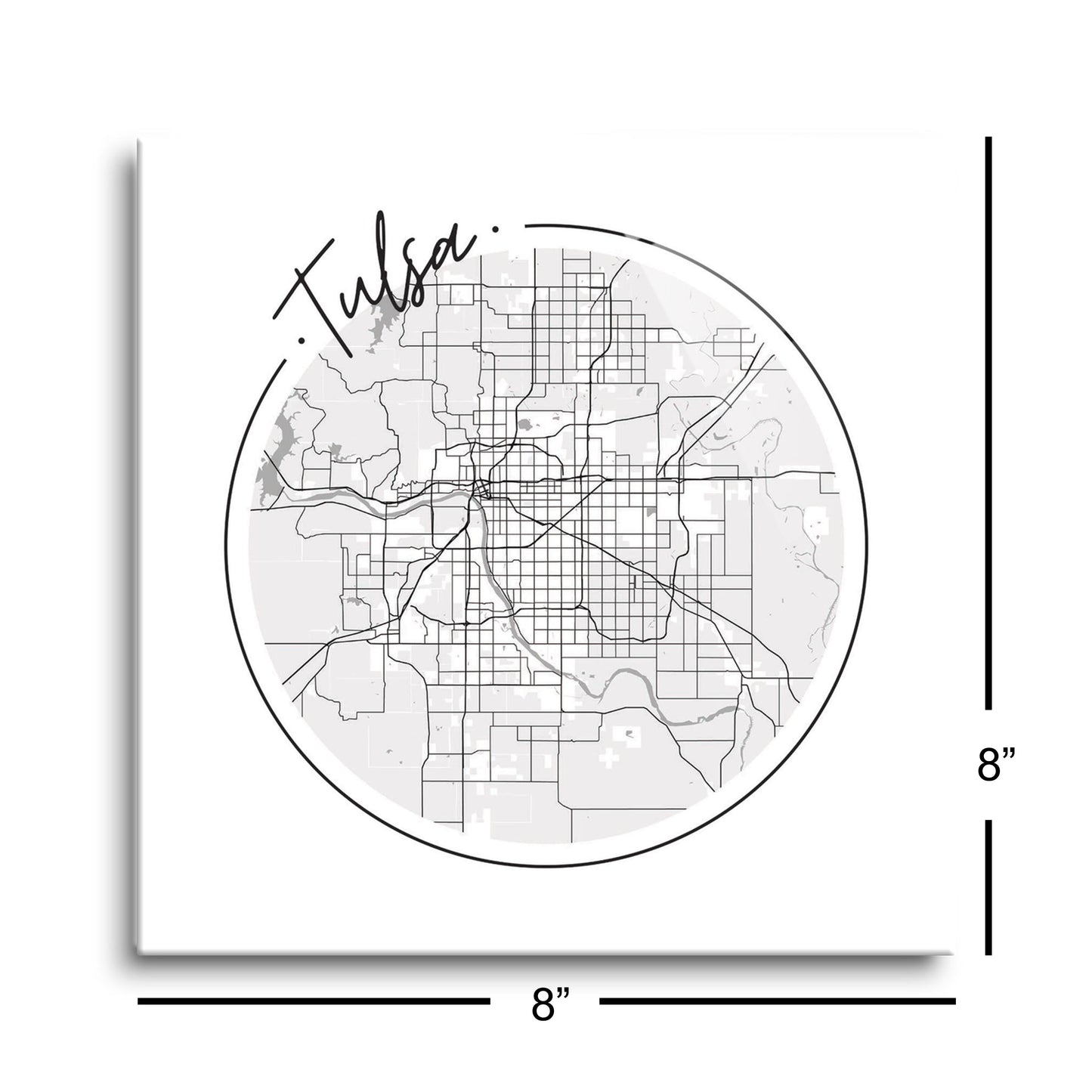 Modern Oklahoma Tulsa Circle Map | Hi-Def Glass Art | Eaches | Min 2