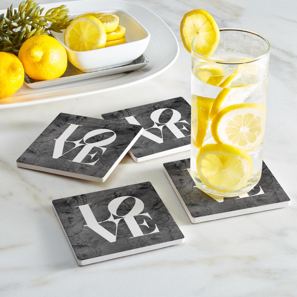 Minimalistic B&W Pennsylvania Love Dark | Absorbent Coasters | Set of 4 | Min 2