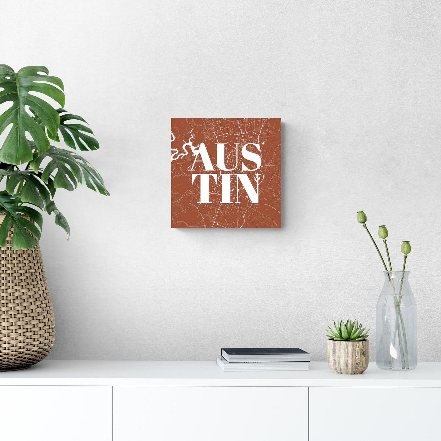 Modern Minimalist Texas Austin Map | Wood Sign | Eaches | Min 2