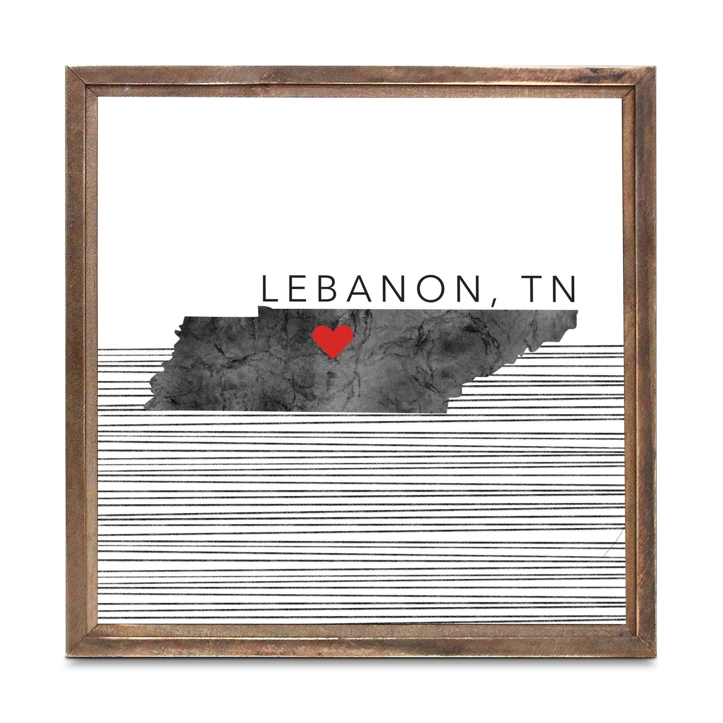 Minimalist B&W Tennessee State Lebanon Heart | Wood Sign | Eaches | Min 1