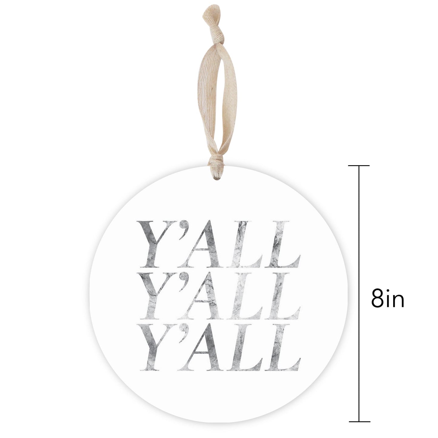 Minimalistic B&W Texas Textured Yall | Wood Ornament | Eaches | Min 1