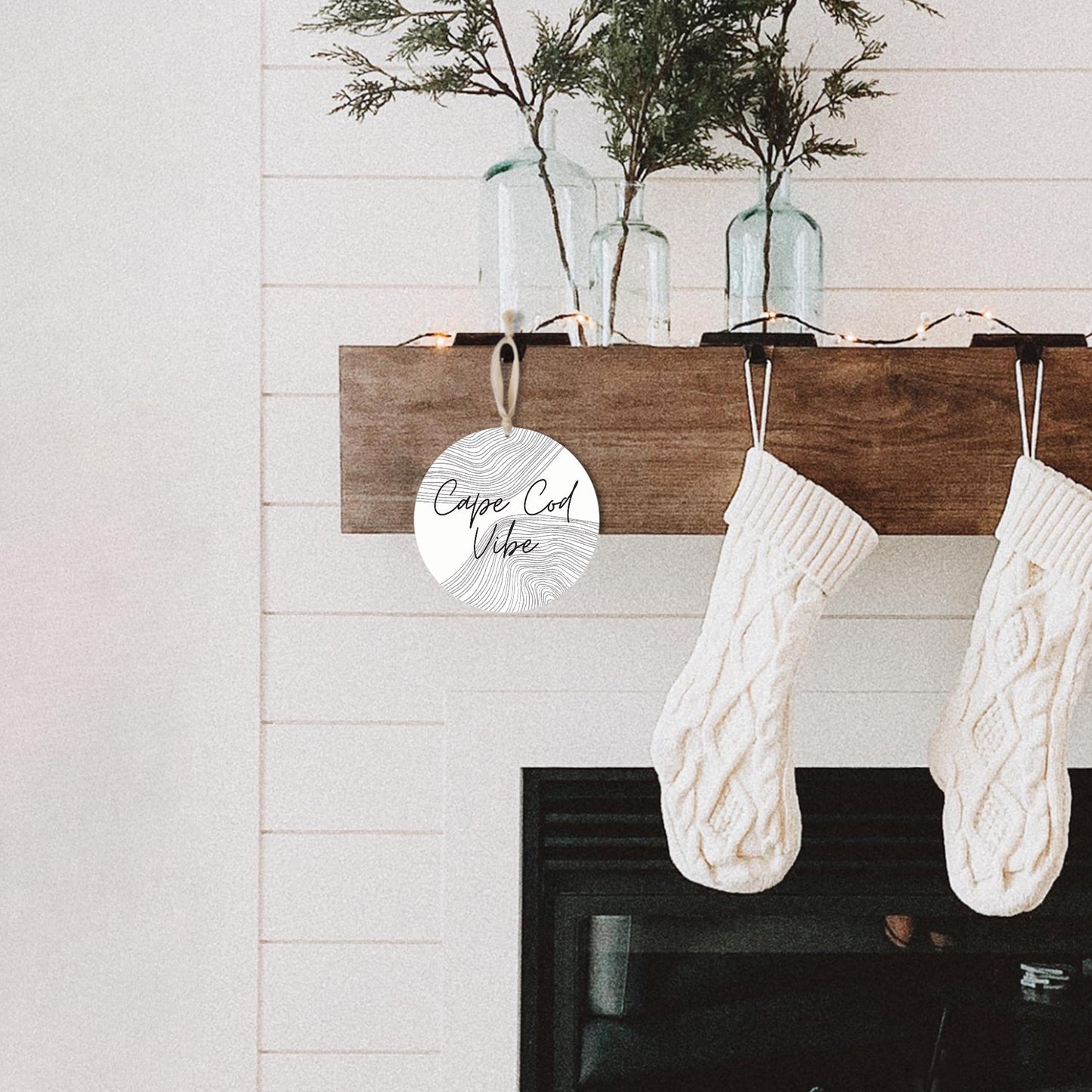 Minimalistic B&W Cape Cod Vibe | Wood Ornament | Eaches | Min 1