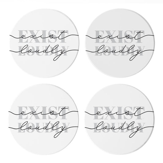 Modern Exist Loudly Texas| Absorbent Coasters | Set of 4 | Min 2