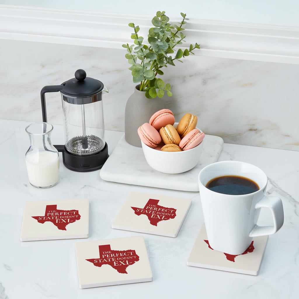 Modern Minimalist Texas Colors Perfect State| Absorbent Coasters | Set of 4 | Min 2