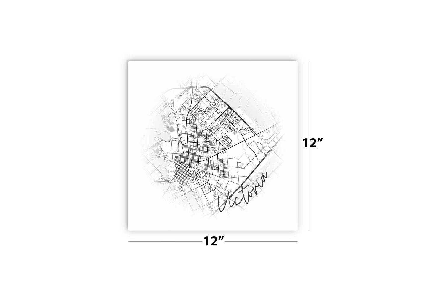 Minimalistic B&W Texas Victoria Circle Map | Wood Sign | Eaches | Min 2