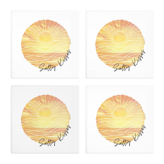 Salty Kisses Orange Art | Absorbent Coasters | Set of 4 | Min 2