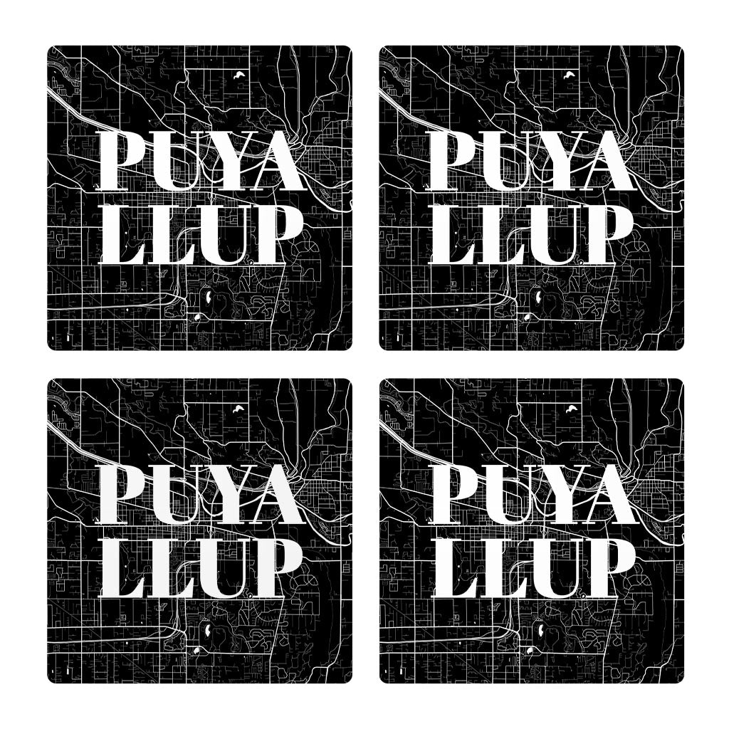 Minimalistic B&W Washington Puyallup Map| Absorbent Coasters | Set of 4 | Min 2