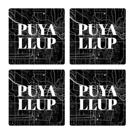 Minimalistic B&W Washington Puyallup Map| Absorbent Coasters | Set of 4 | Min 2