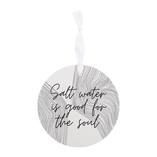 Minimalistic B&W Cape Cod Salt Water | Wood Ornament | Eaches | Min 6