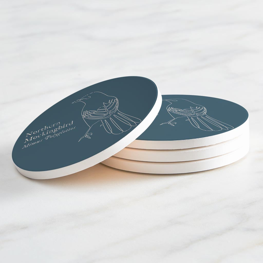 Modern Minimalist Arkansas Mockingbird | Absorbent Coasters | Set of 4 | Min 2