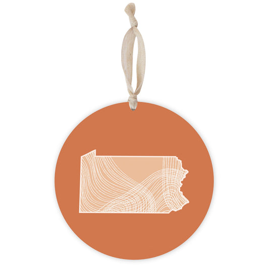 Modern Minimalist Pennsylvania State Lines Light | Wood Ornament | Eaches | Min 1