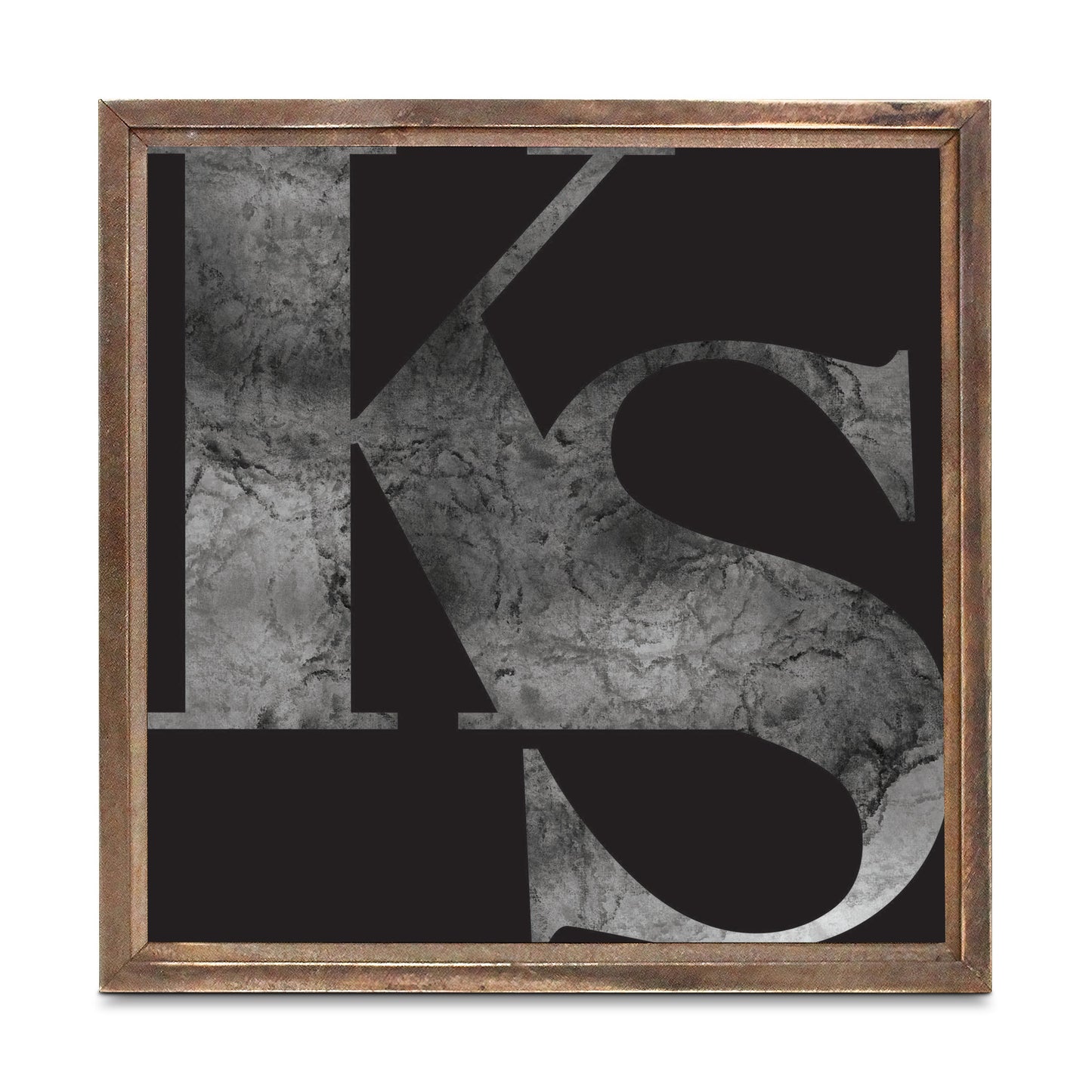 Minimalist B&W Kansas Black Initials | Wood Sign | Eaches | Min 1