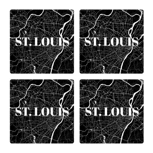 Minimalist B&W Missouri St Louis Map | Absorbent Coasters | Set of 4 | Min 2