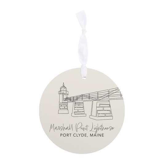 Cream Marshall Point Lighthouse| Wood Ornament | Eaches | Min 6