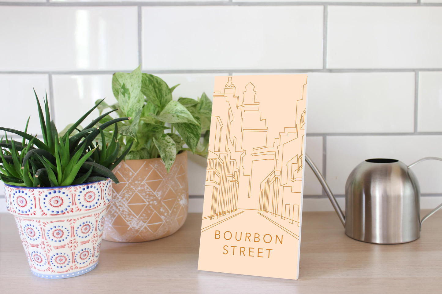 Modern Minimalist Louisiana Bourbon Street Line Drawing | Wood Sign | Eaches | Min 4