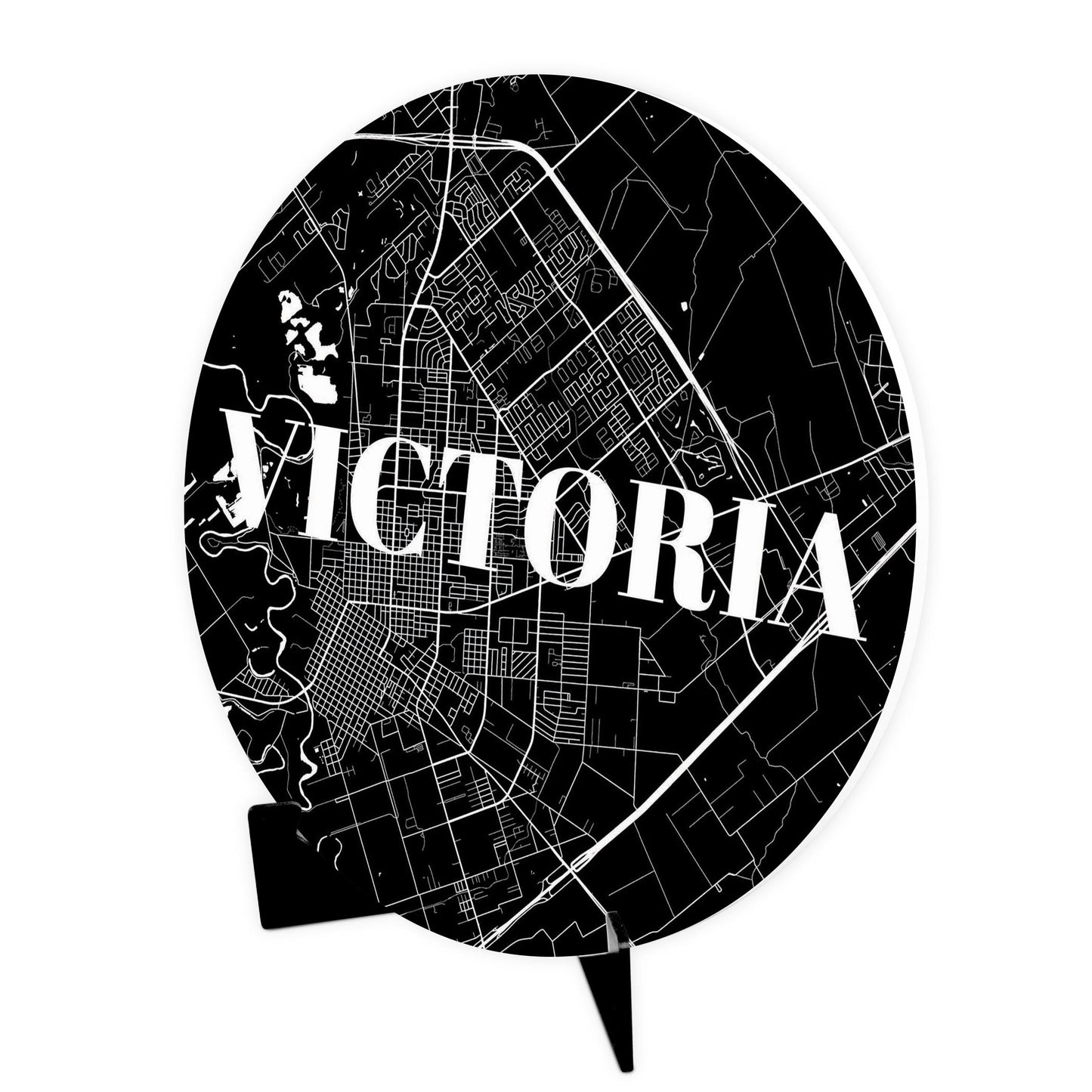 Minimalistic B&W Texas Victoria Map | Wood Sign | Eaches | Min 1