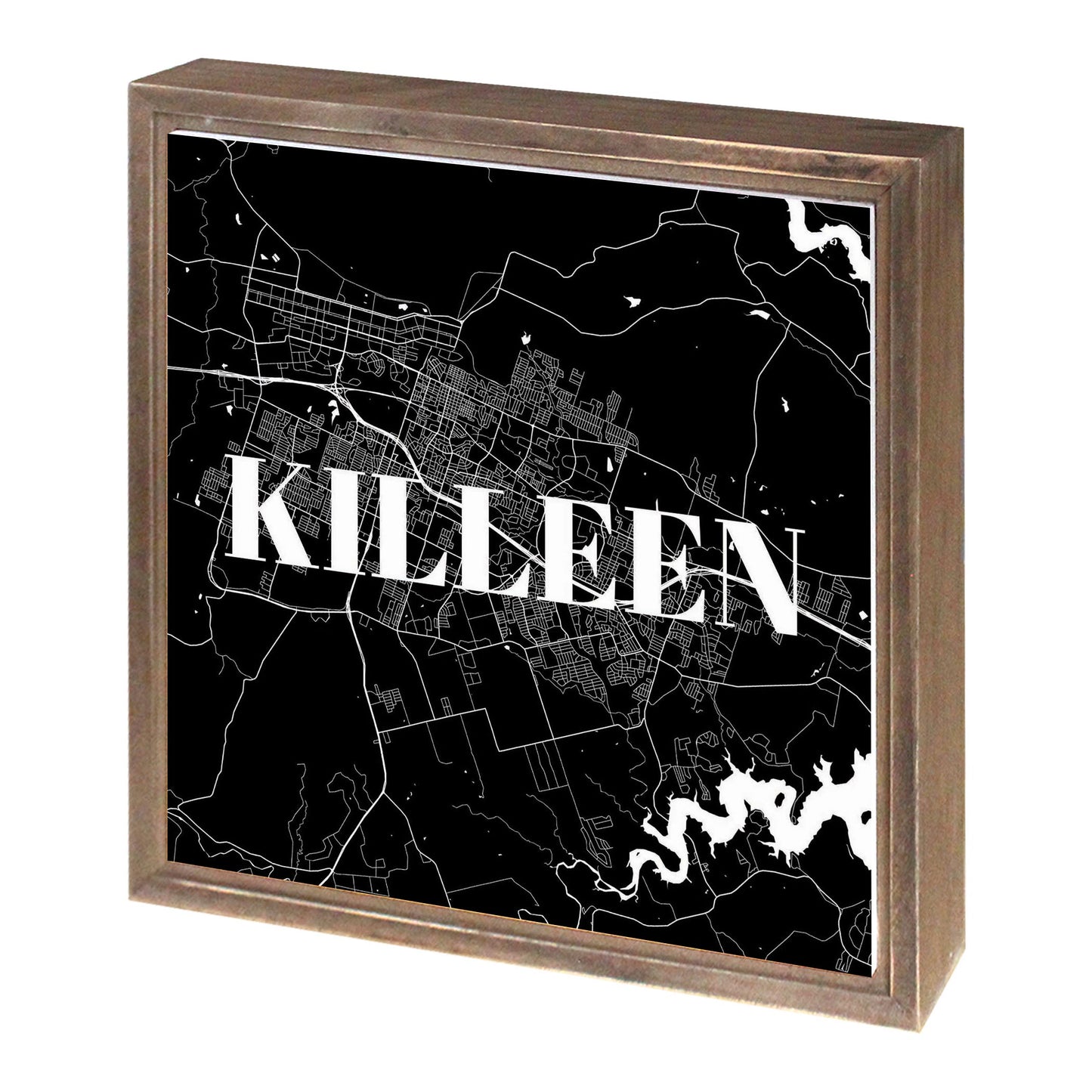 Minimalistic B&W Texas Killeen Map | Wood Sign | Eaches | Min 1