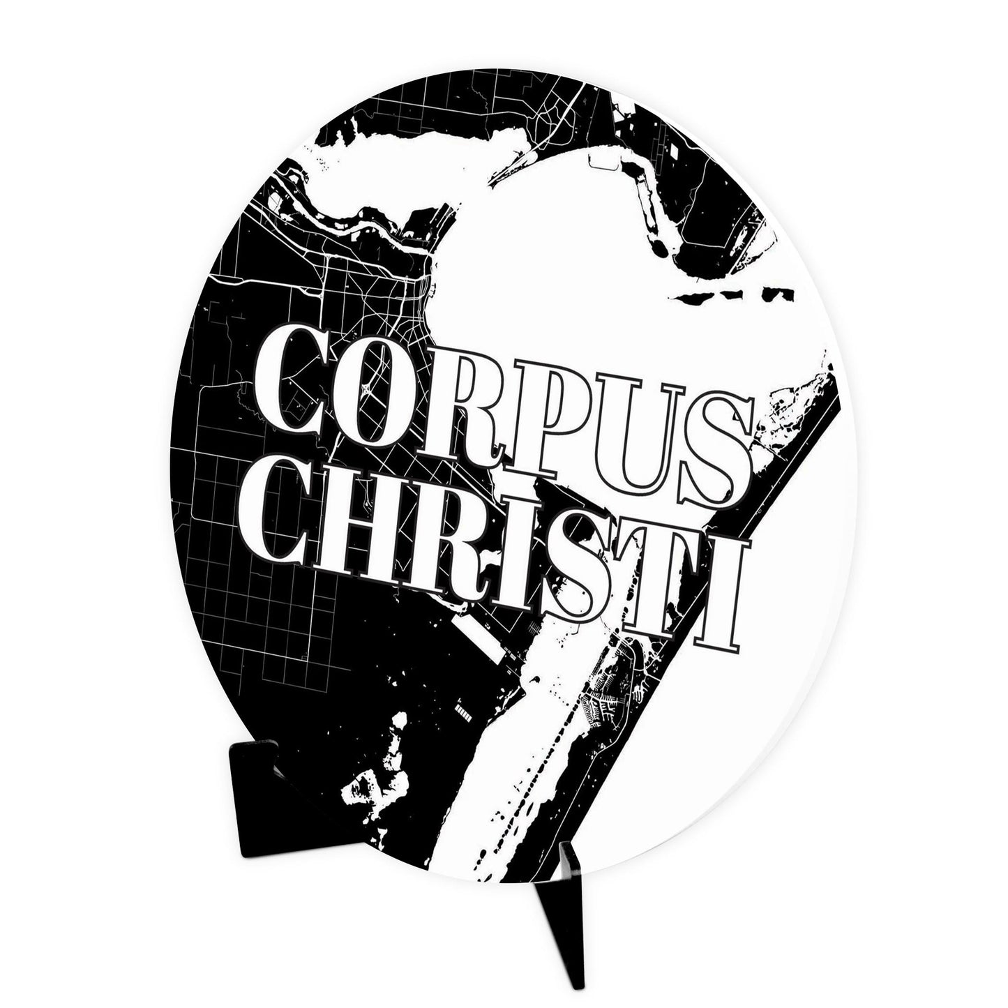 Minimalistic B&W Texas Corpus Christi Map | Wood Sign | Eaches | Min 1