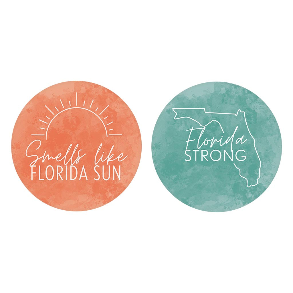 Florida Water Color Sayings | Absorbent Car Coasters | Set of 2 | Min 4