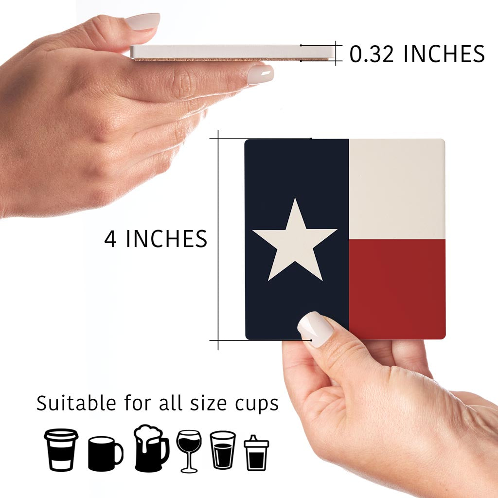 Modern Minimalist Texas Colors Flag | Absorbent Coasters | Set of 4 | Min 2