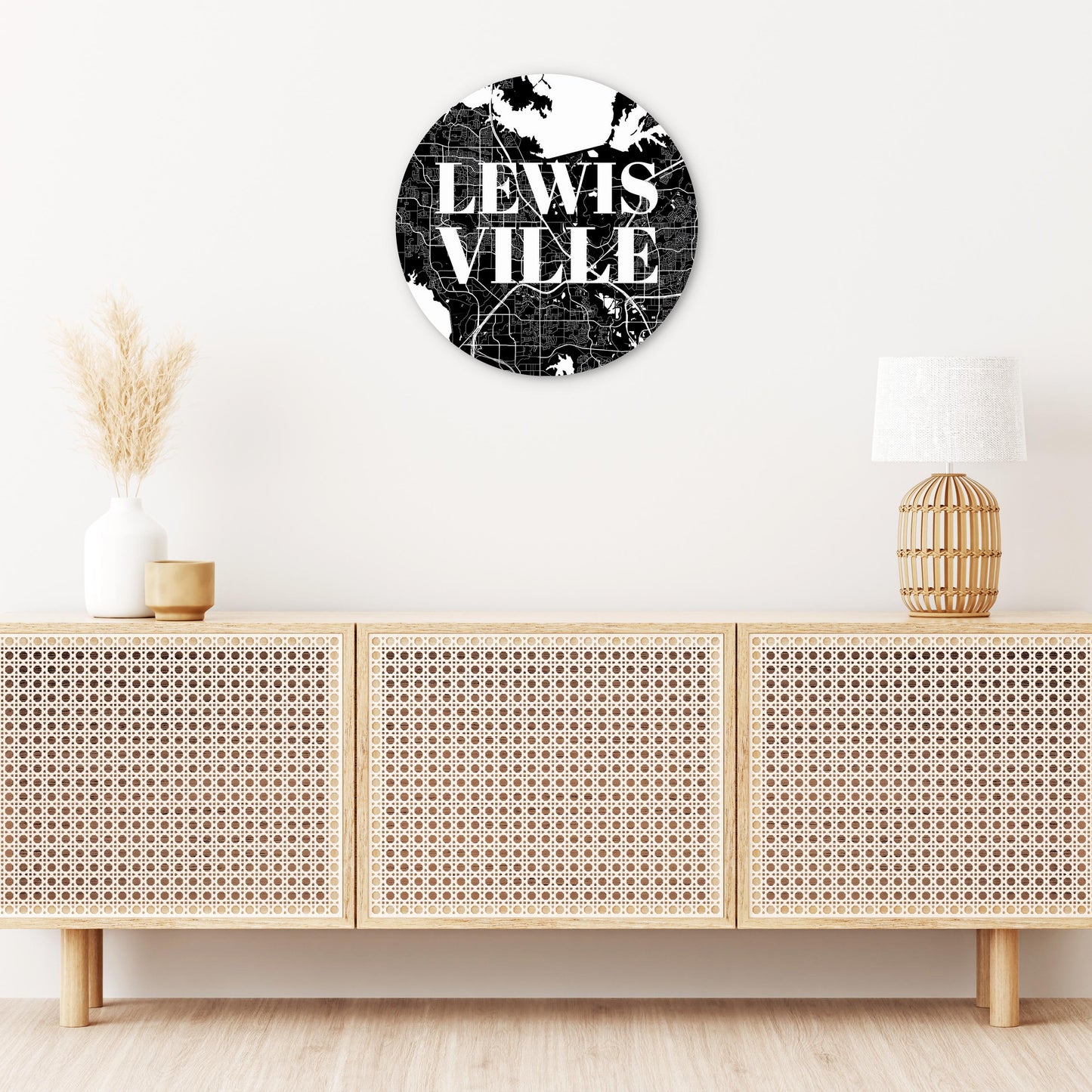 Minimalistic B&W Texas Lewisville Map | Wood Sign | Eaches | Min 1