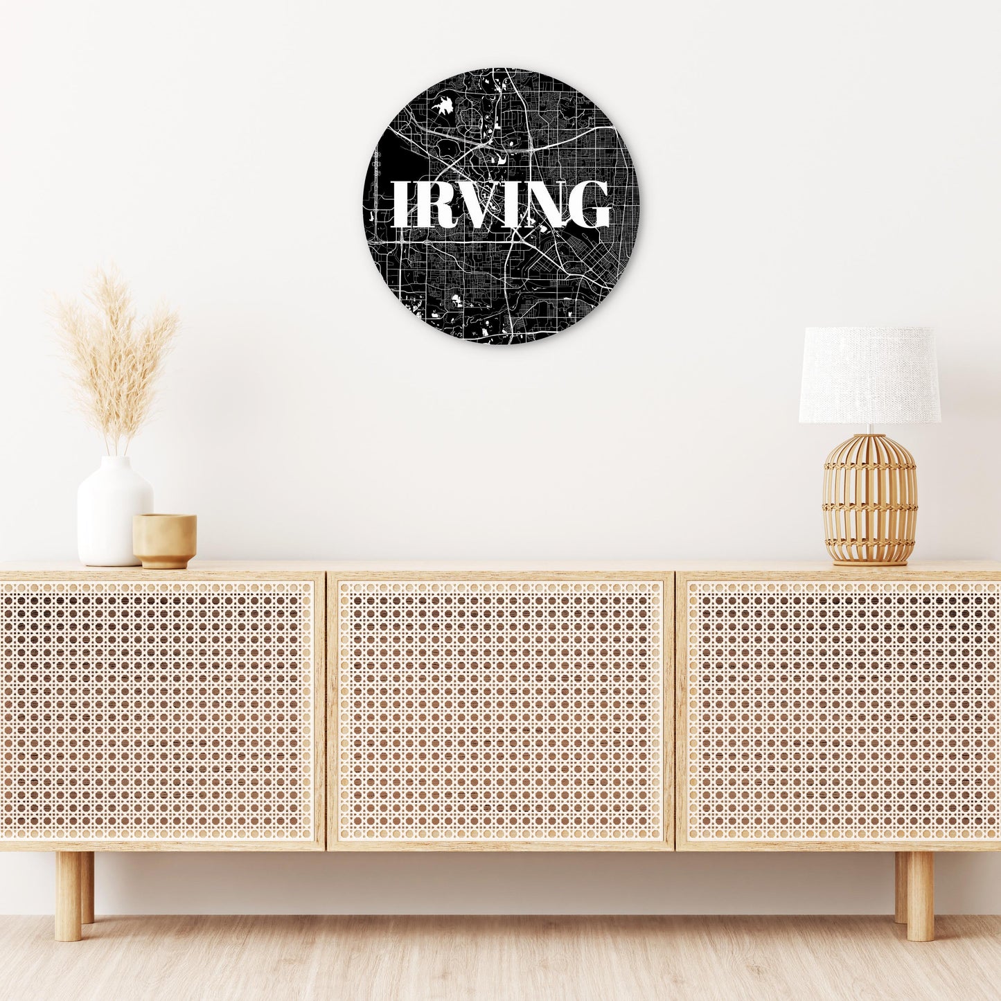 Minimalistic B&W Texas Irving Map | Wood Sign | Eaches | Min 1