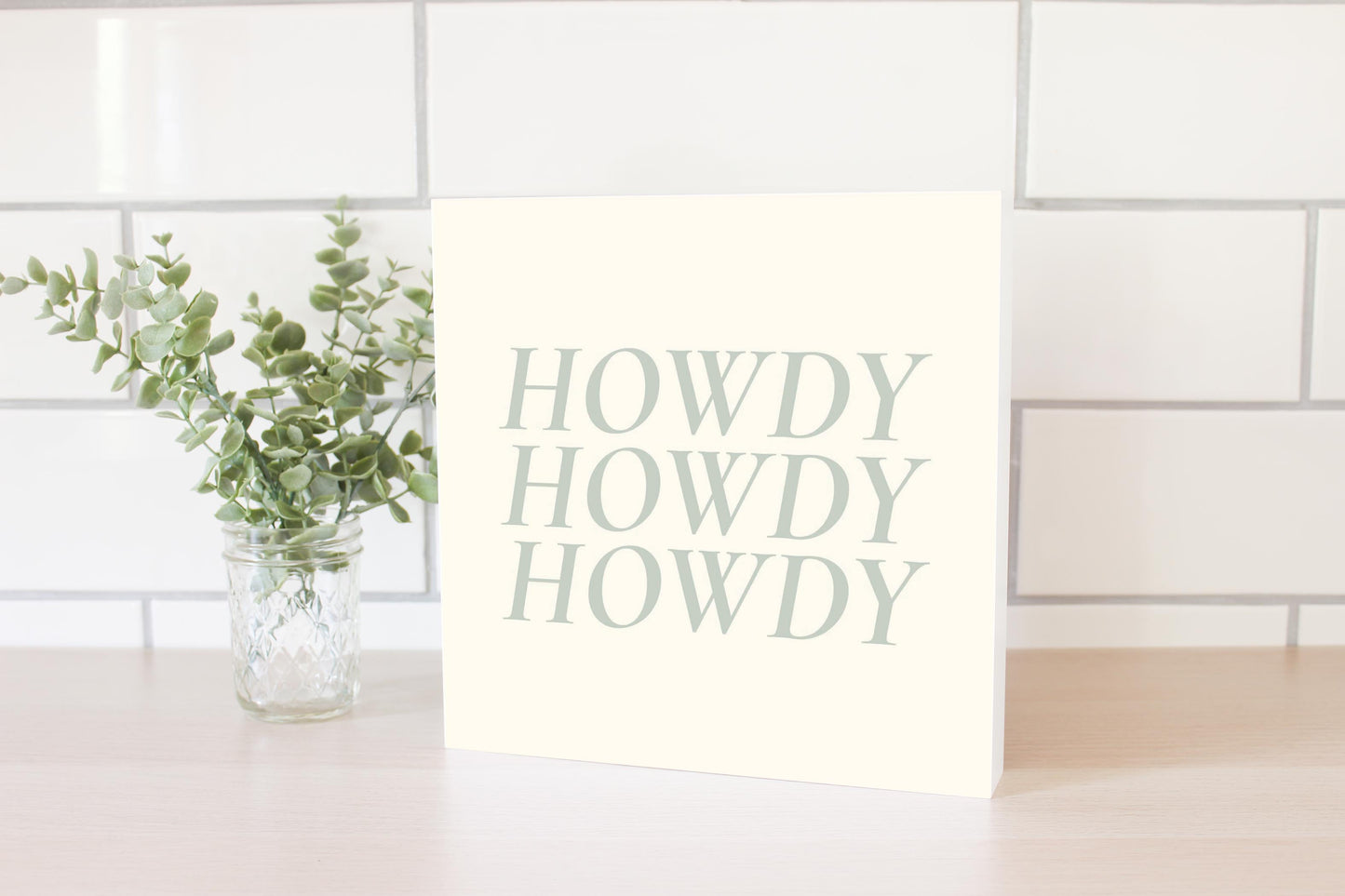 Modern Minimalist Oklahoma Howdy | Wood Block | Eaches | Min 2