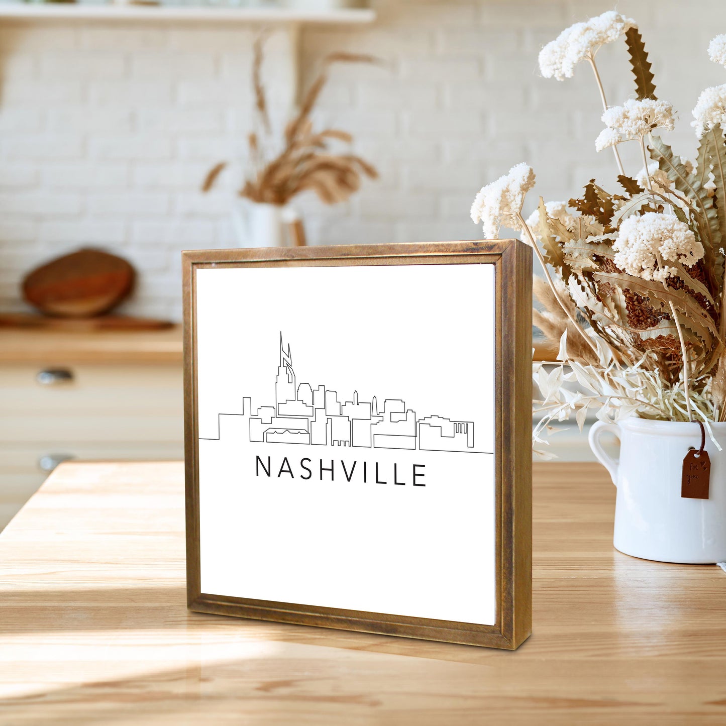 Minimalist B&W Tennessee Nashville Skyline | Wood Sign | Eaches | Min 1