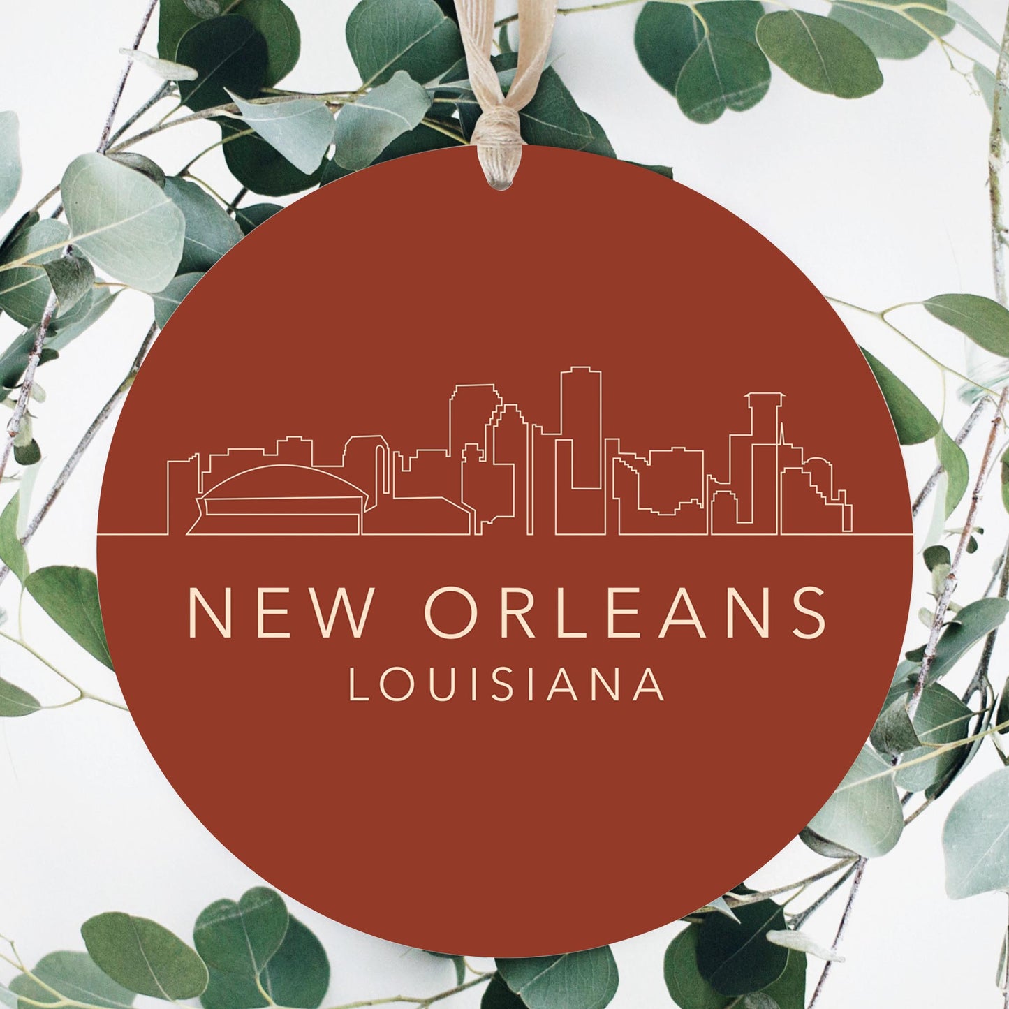 Louisiana Colorful New Orleans Skyline | Wood Ornament | Eaches | Min 1