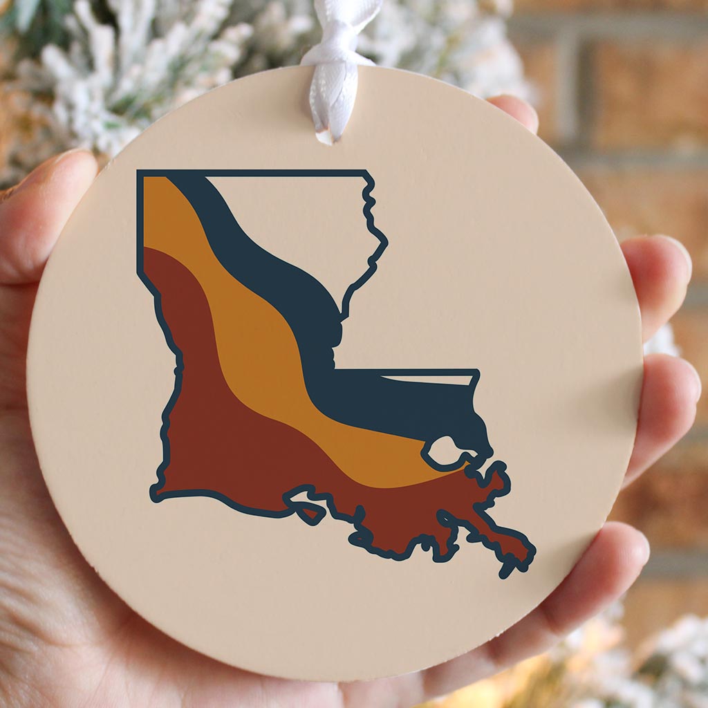 Modern Minimalist Louisiana Retro State Shape| Wood Ornament | Eaches | Min 6