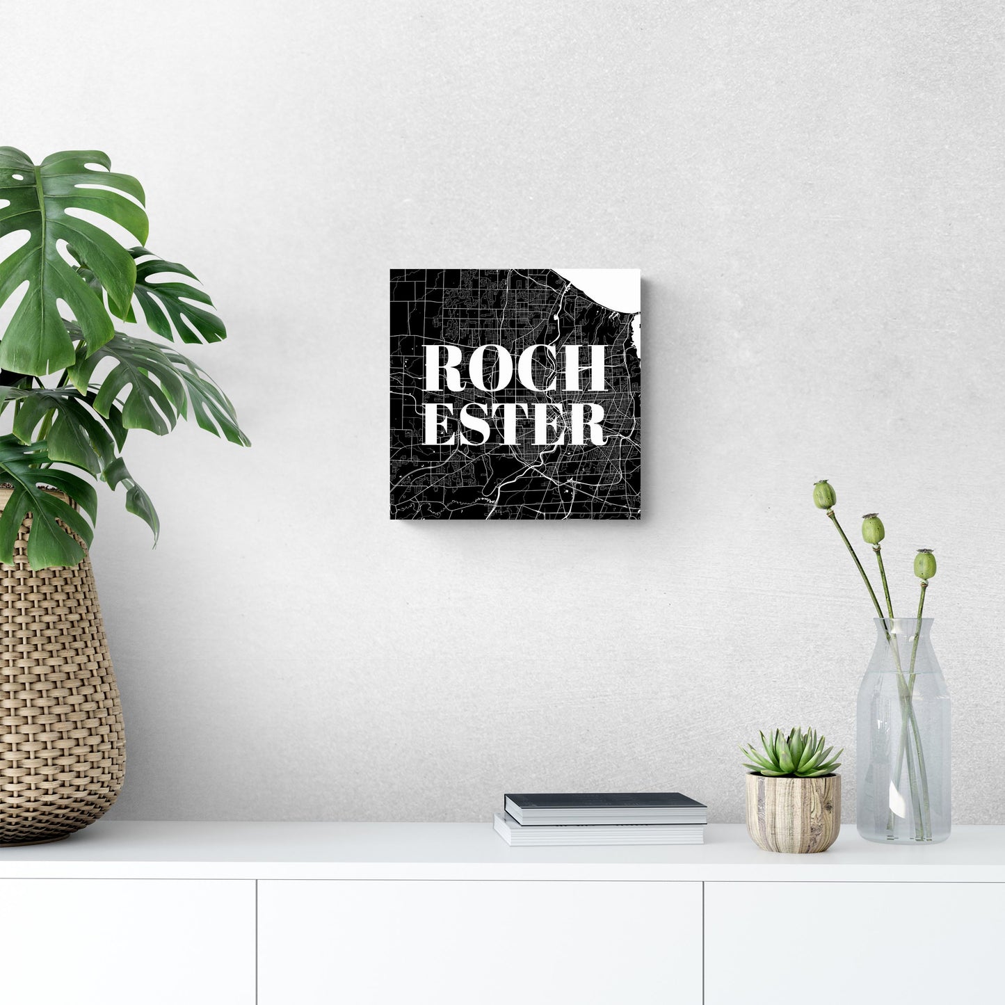 Minimalistic B&W New York Rochester Map | Wood Sign | Eaches | Min 2