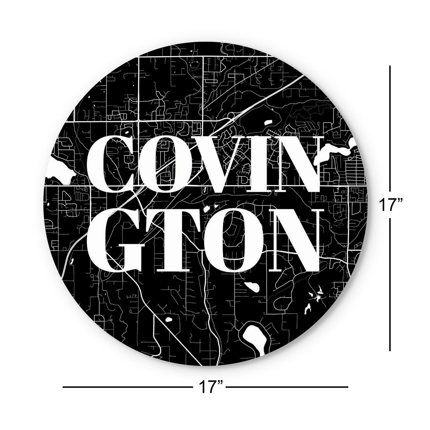 Minimalistic B&W Washington Covington Map | Wood Sign | Eaches | Min 1