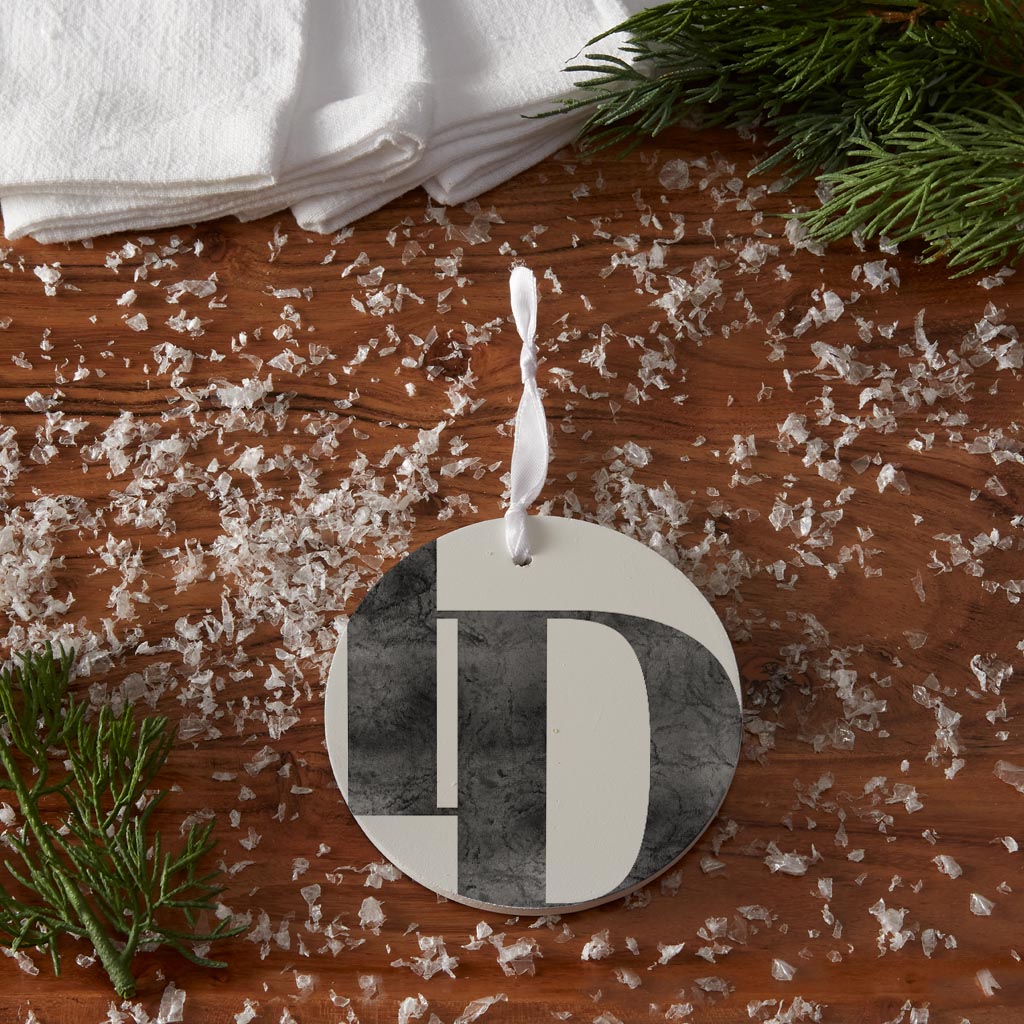 Minimalist B&W Idaho White Initials | Wood Ornament | Eaches | Min 6