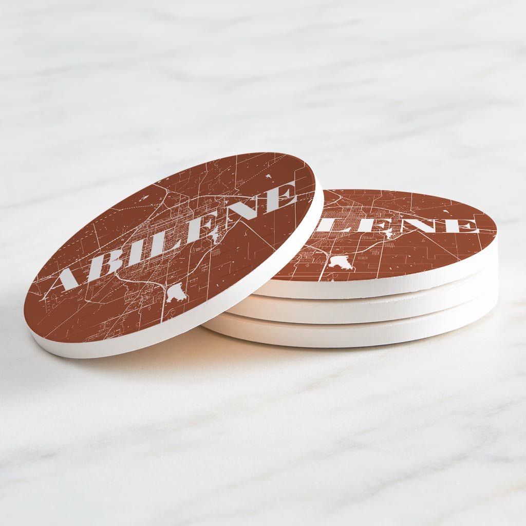 Modern Minimalist Texas Abilene Map | Absorbent Coasters | Set of 4 | Min 2