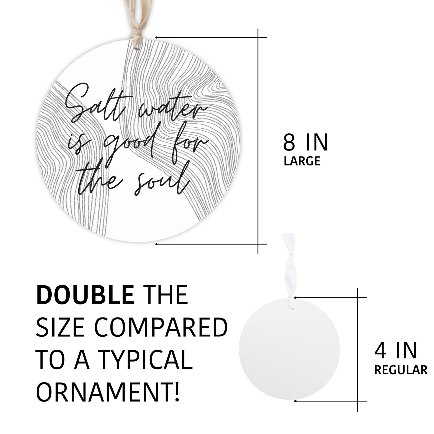 Minimalistic B&W Cape Cod Salt Water | Wood Ornament | Eaches | Min 1